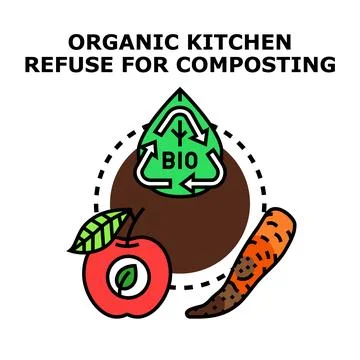 Organic kitchen refuse transforming into compost via recycling Stock Illustration