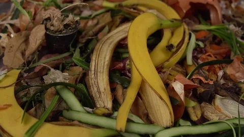 Organic kitchen waste for compost with leftover varied food. Stock Footage 112626111
