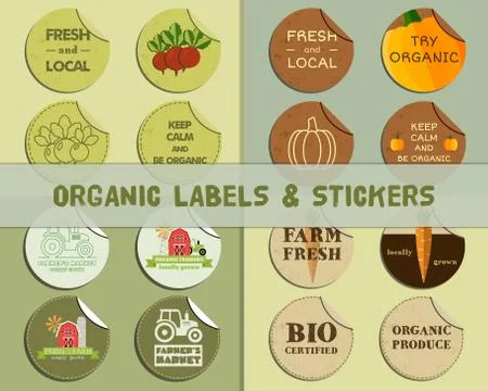 Organic Labels Set Stock Illustration