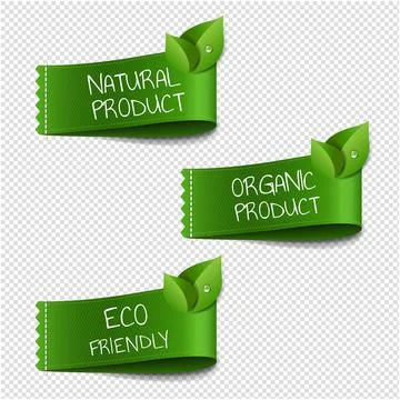 Organic Labels Transparent Background Stock Illustration