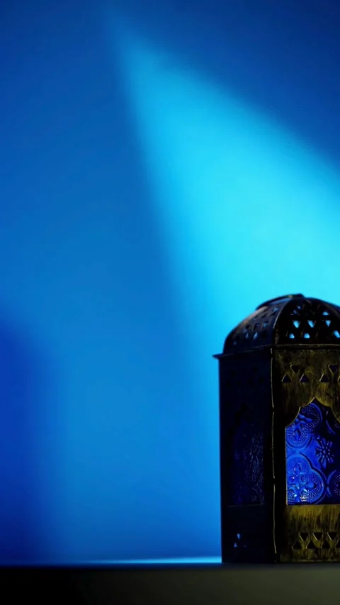 Organic Lantern Ramadan Islamic Light Blue Natural Texture Stock-Footage 331763194