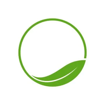 Organic Leaf Circle Simple Emblem Logo Template Stock Illustration
