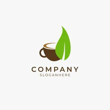 Organic leaf coffee and tea logo Stock Illustration