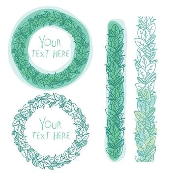 Organic leaf frames and borders collection Stock Illustration