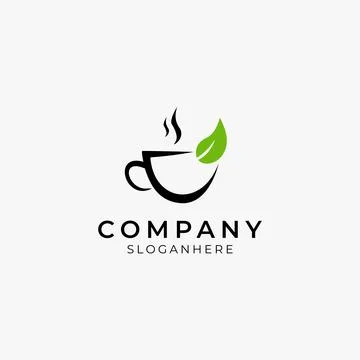 Organic leaf tea and coffee logo Stock Illustration