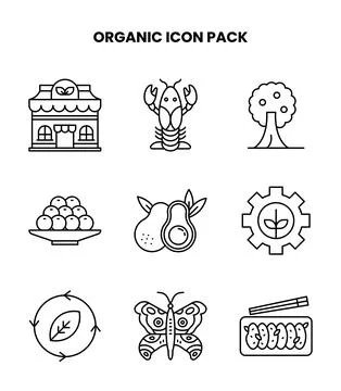 Organic Line Icons Pack Stock Illustration