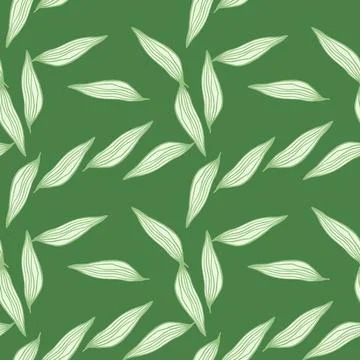 Organic line leaves pattern on white background. Abstract botanical backdrop. Stock Illustration