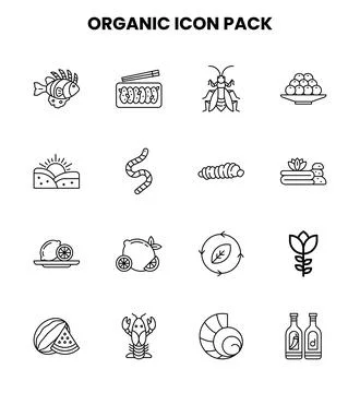 Organic Line Vector Icons Pack Stock Illustration