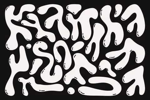 Organic liquid blob elements. Abstract round ink stains and spots trendy y2k Stock Illustration