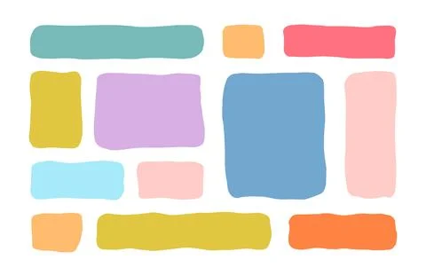 Organic Liquid Rectangle Frame Shapes Set. Hand Drawn Abstract Vector Fluid Illustrazione stock