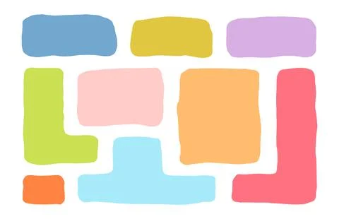 Organic Liquid Rectangle Frame Shapes Set. Hand Drawn Abstract Vector Fluid Stock Illustration