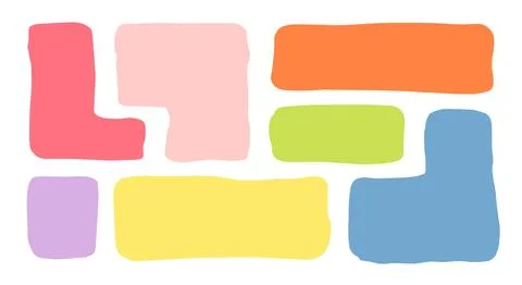 Organic Liquid Rectangle Frame Shapes Set. Hand Drawn Abstract Vector Fluid Illustrazione stock