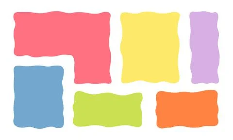 Organic Liquid Rectangle Frame Shapes Set. Hand Drawn Abstract Vector Fluid Illustrazione stock