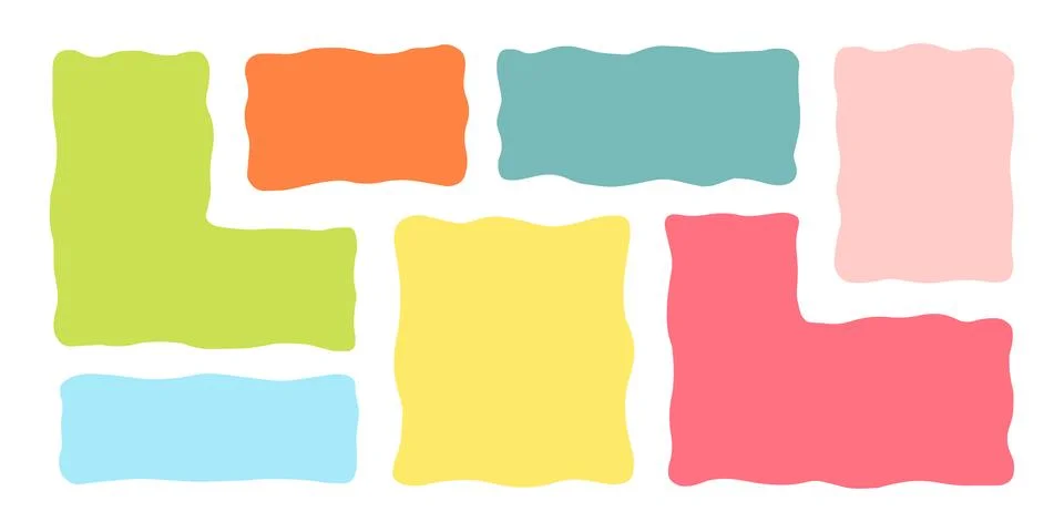 Organic Liquid Rectangle Frame Shapes Set. Hand Drawn Abstract Vector Fluid Illustrazione stock