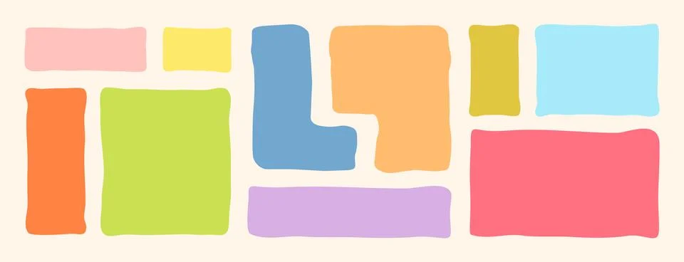 Organic Liquid Rectangle Frame Shapes Set. Hand Drawn Abstract Vector Fluid Stock Illustration