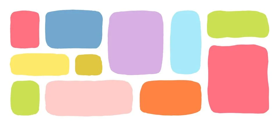 Organic Liquid Rectangle Frame Shapes Set. Hand Drawn Abstract Vector Fluid Stock Illustration