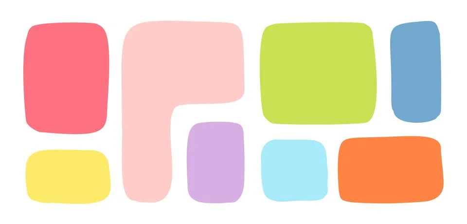 Organic Liquid Rectangle Frame Shapes Set. Hand Drawn Abstract Vector Fluid Stock Illustration