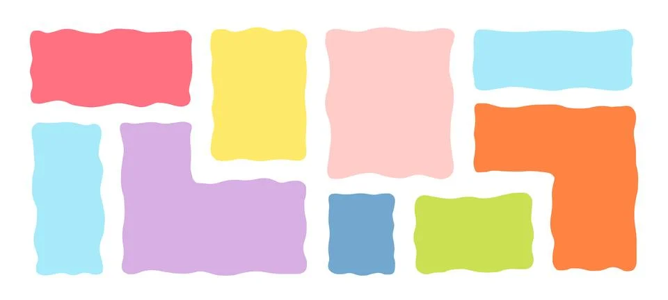 Organic Liquid Rectangle Frame Shapes Set. Hand Drawn Abstract Vector Fluid Stock Illustration