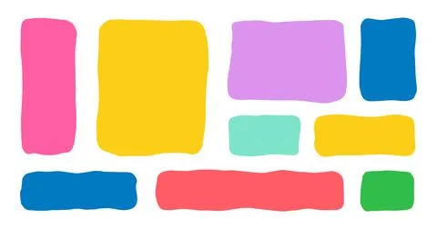 Organic Liquid Rectangle Frame Shapes Set. Hand Drawn Abstract Vector Fluid Illustrazione stock