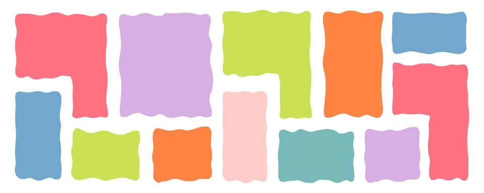 Organic Liquid Rectangle Frame Shapes Set. Hand Drawn Abstract Vector Fluid Illustrazione stock