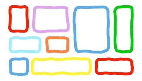 Organic Liquid Rectangle Frame Shapes Set. Hand Drawn Abstract Vector Fluid Illustrazione stock