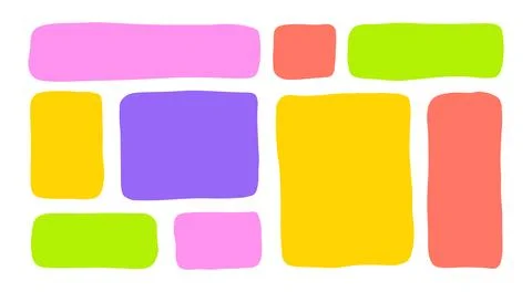 Organic Liquid Rectangle Frame Shapes Set. Hand Drawn Abstract Vector Fluid Stock Illustration