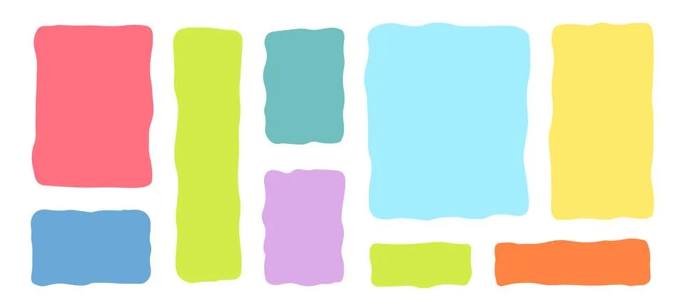 Organic Liquid Rectangle Frame Shapes Set. Hand Drawn Abstract Vector Fluid Stock Illustration
