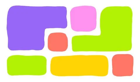 Organic Liquid Rectangle Frame Shapes Set. Hand Drawn Abstract Vector Fluid Illustrazione stock