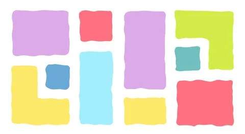 Organic Liquid Rectangle Frame Shapes Set. Hand Drawn Abstract Vector Fluid Stock Illustration