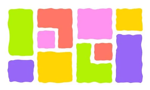 Organic Liquid Rectangle Frame Shapes Set. Hand Drawn Abstract Vector Fluid Illustrazione stock
