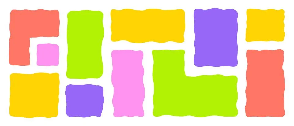 Organic Liquid Rectangle Frame Shapes Set. Hand Drawn Abstract Vector Fluid Stock Illustration