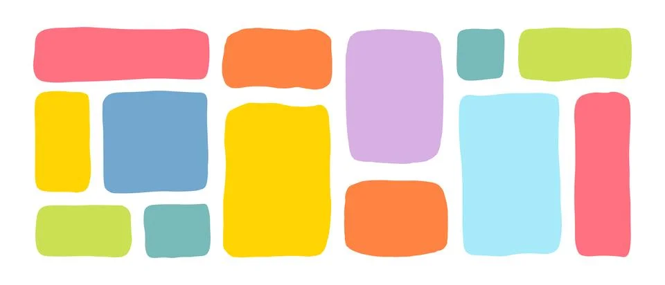 Organic Liquid Rectangle Frame Shapes Set. Hand Drawn Abstract Vector Fluid Illustrazione stock
