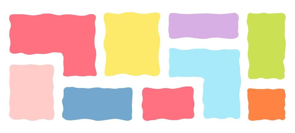 Organic Liquid Rectangle Frame Shapes Set. Hand Drawn Abstract Vector Fluid Illustrazione stock