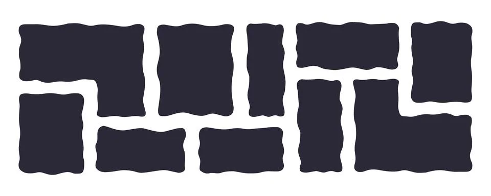 Organic Liquid Rectangle Frame Shapes Set. Hand Drawn Abstract Vector Fluid Stock Illustration