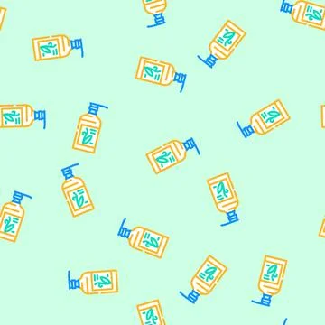 Organic liquid soap bottle vector seamless pattern Illustrazione stock