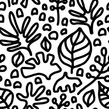 Organic minimalistic seamless pattern. Contemporary floral background. Line.. Stock Illustration