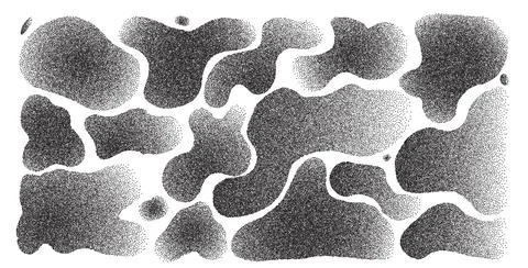 Organic monochrome dots gradient doodle shapes set. Irregular spray ink paint 스톡 일러스트
