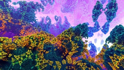 Organic multicolored figures on violet background. Slow flight. 3D fractals. Stock-Footage 130187867