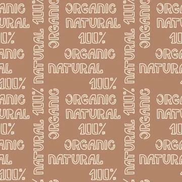 Organic, natural. Seamless pattern with hand drawn words . Can be used as pac Stock Illustration