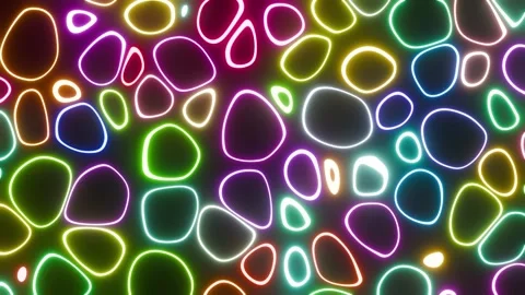 Organic Neon Cells Loop Animation. Glowing Abstract Background. 4K Stock Footage 312985647