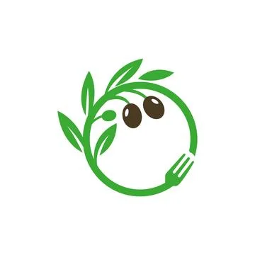 Organic Olive Leaf Logo Design for Natural Wellness Stock Illustration