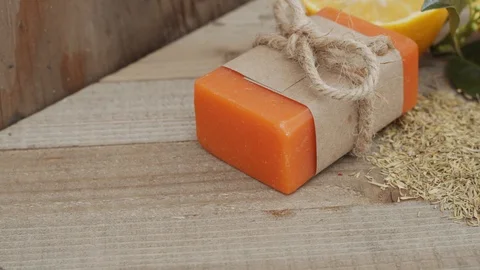 Organic orange soap Video stock 103297264