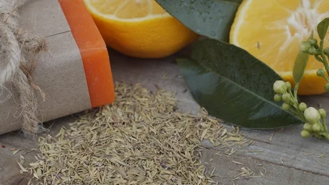 Organic Orange Soap Video stock 103297270