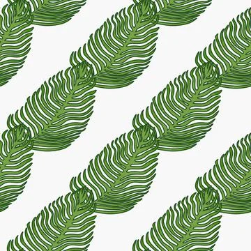 Organic palm leaf seamless pattern with hand drawn foliage print. Simple colo Illustrazione stock