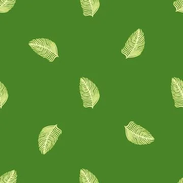 Organic palm leaf seamless pattern with hand drawn foliage print. Simple colo Illustrazione stock