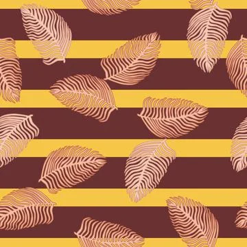 Organic palm leaf seamless pattern with hand drawn foliage print. Simple colo Illustrazione stock