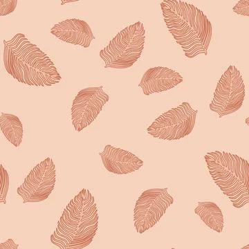Organic palm leaf seamless pattern with hand drawn foliage print. Simple colo 스톡 일러스트