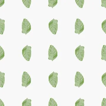 Organic palm leaf seamless pattern with hand drawn foliage print. Simple colo 스톡 일러스트