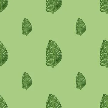 Organic palm leaf seamless pattern with hand drawn foliage print. Simple colo 스톡 일러스트