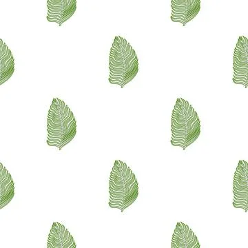 Organic palm leaf seamless pattern with hand drawn foliage print. Simple colo 스톡 일러스트